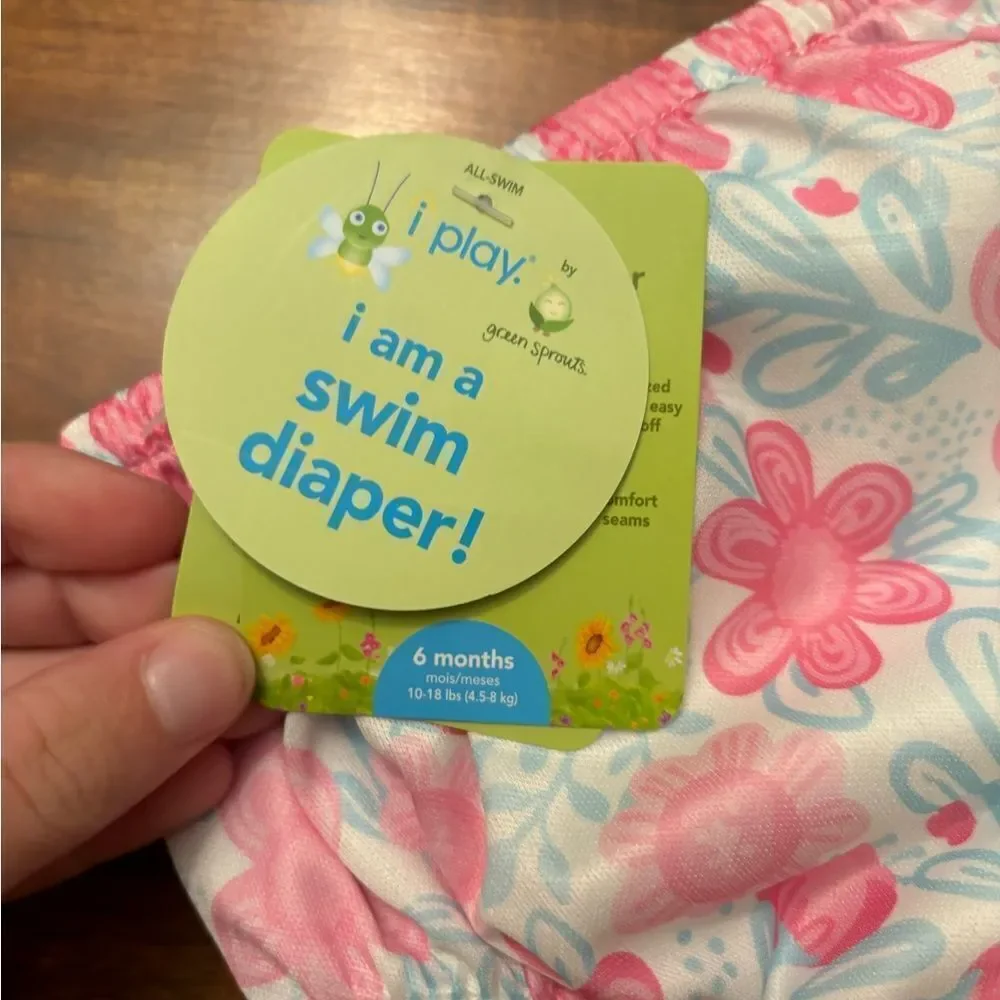 IPlay swim diaper white/pink floral reusable NWT